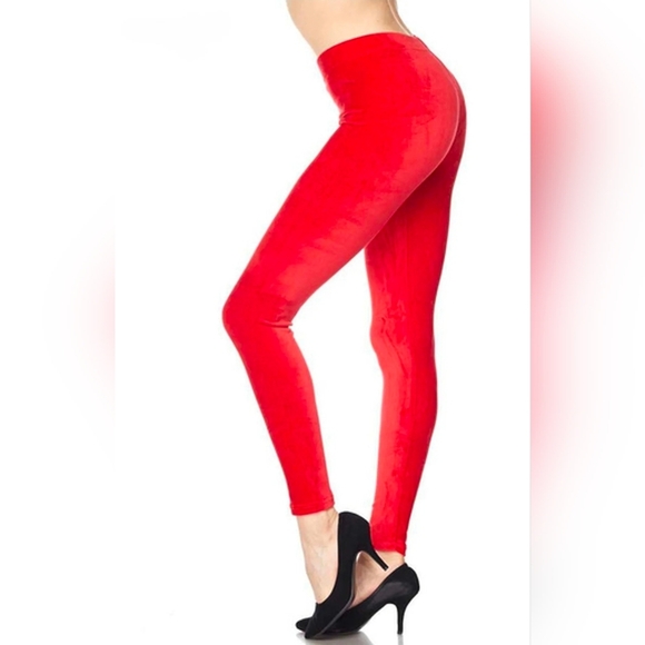 Red Velour Leggings - Picture 7 of 13